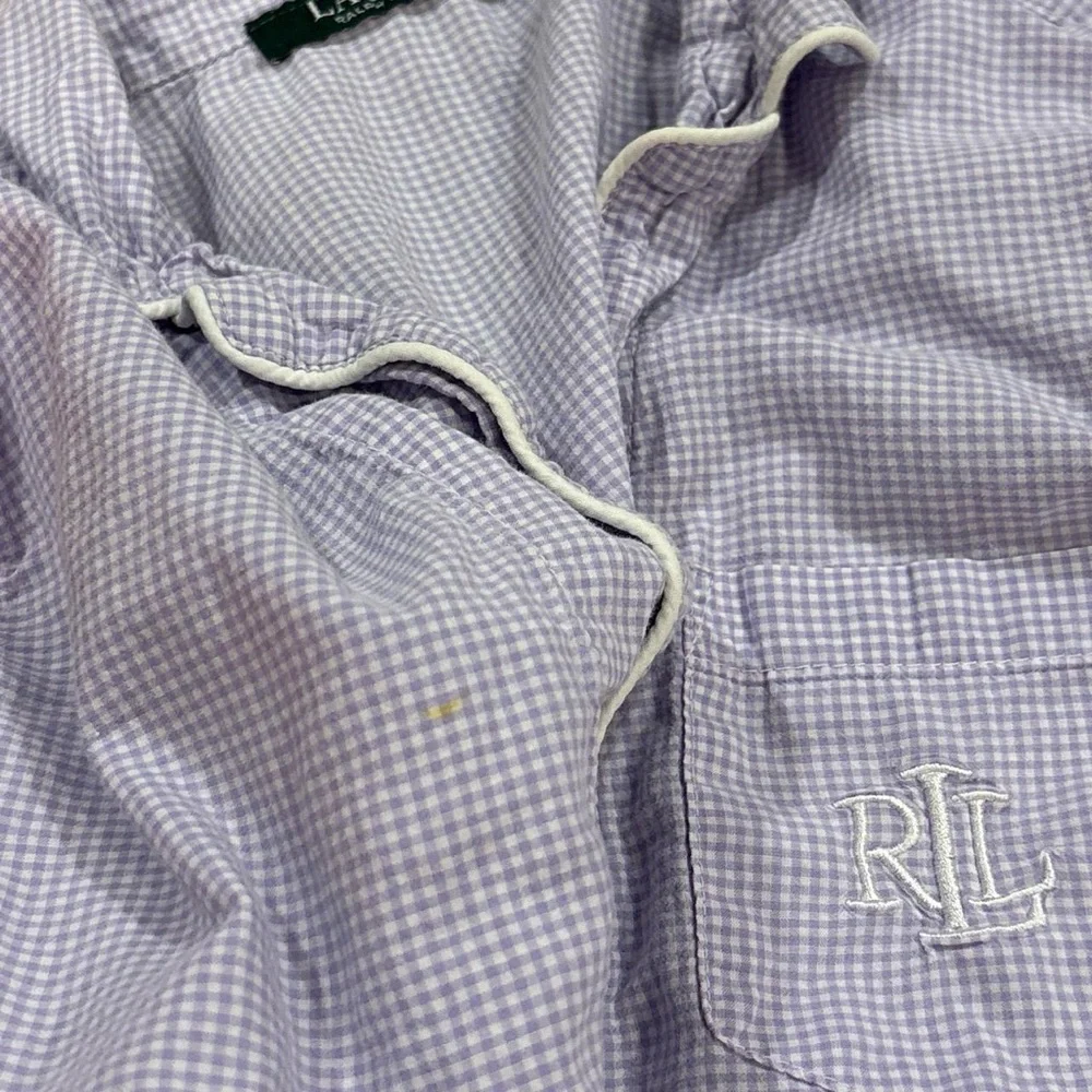 Ralph Lauren Gingham Monogram Pajama Shirt